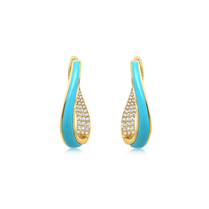 Diamond and Turquoise Hoop Earrings