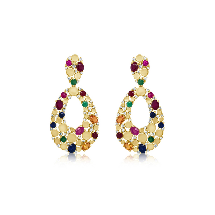 Diamond and Multi-Color Sapphire Earrings