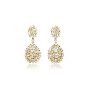 Yellow Gold Hanging Pear Shape Diamond Earrings