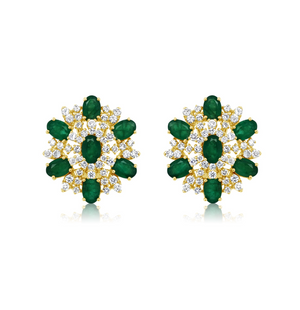Diamond and Emerald Snowflake Earrings