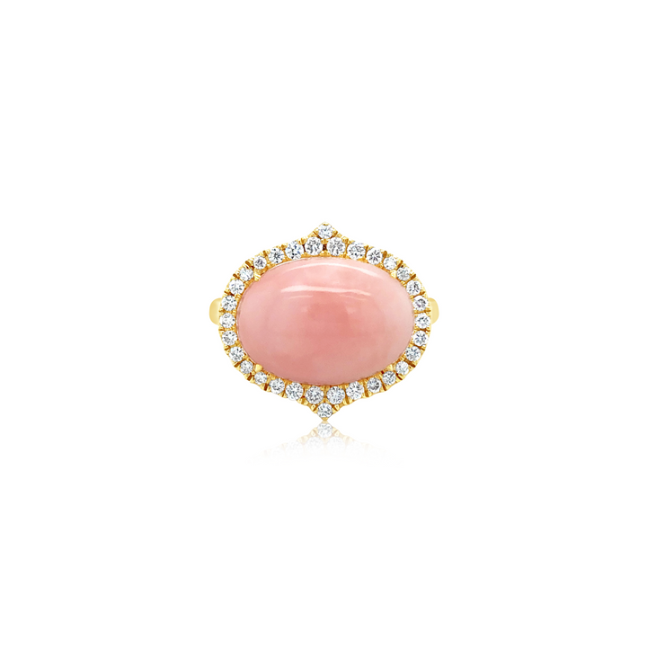 Diamond-Framed Ring With Pink Opal Center - Doves by Doron Paloma
