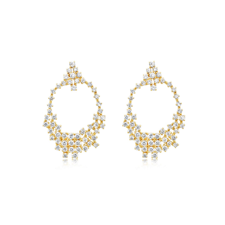 Yellow Gold Open Diamond Cluster Earrings