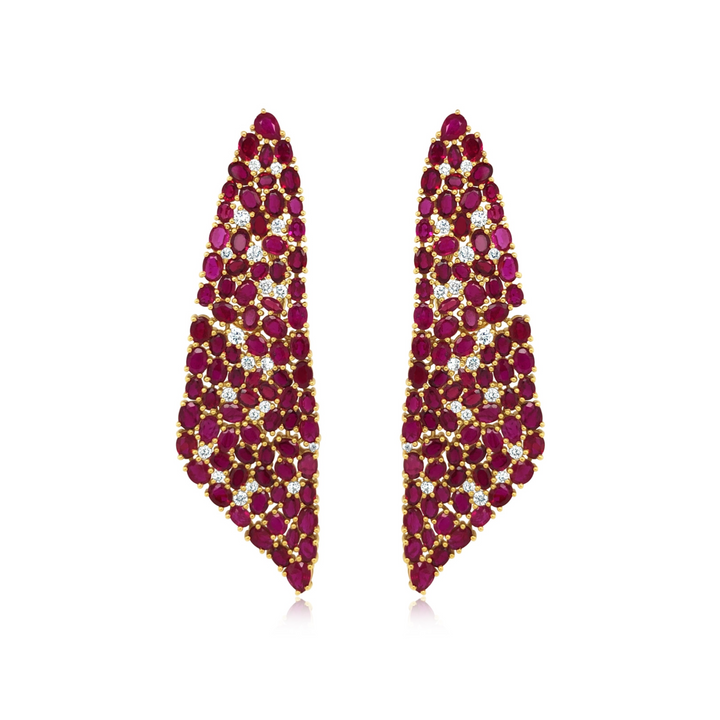 Ruby and Diamond Luxury Statement Earrings