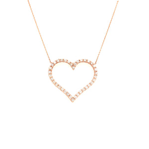 Rose Gold Open-Heart Diamond Pendant