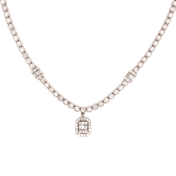 Bezel-Set and Emerald-Cut Illusion Diamond Necklace