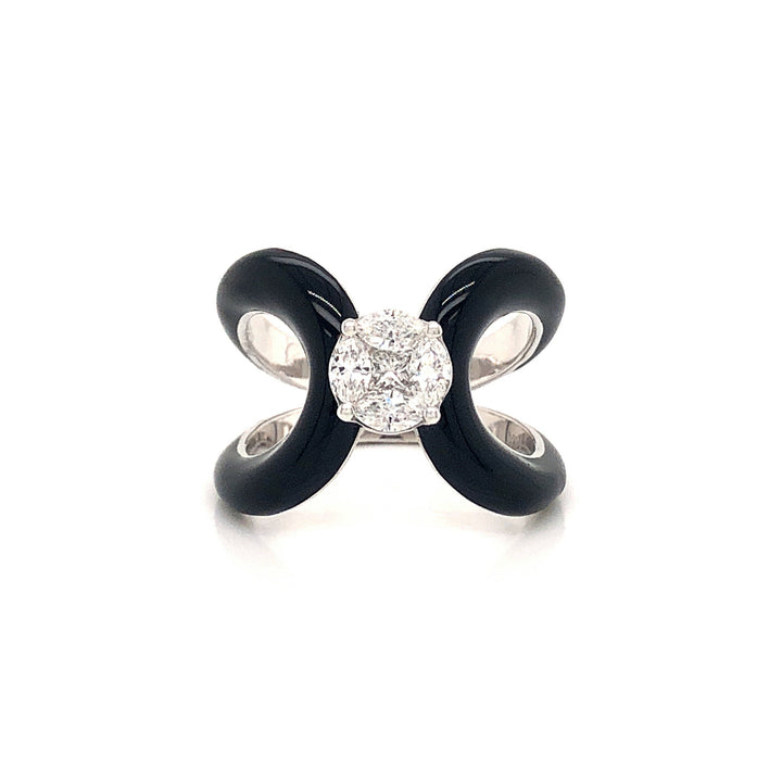 Diamond and Onyx Butterfly Ring