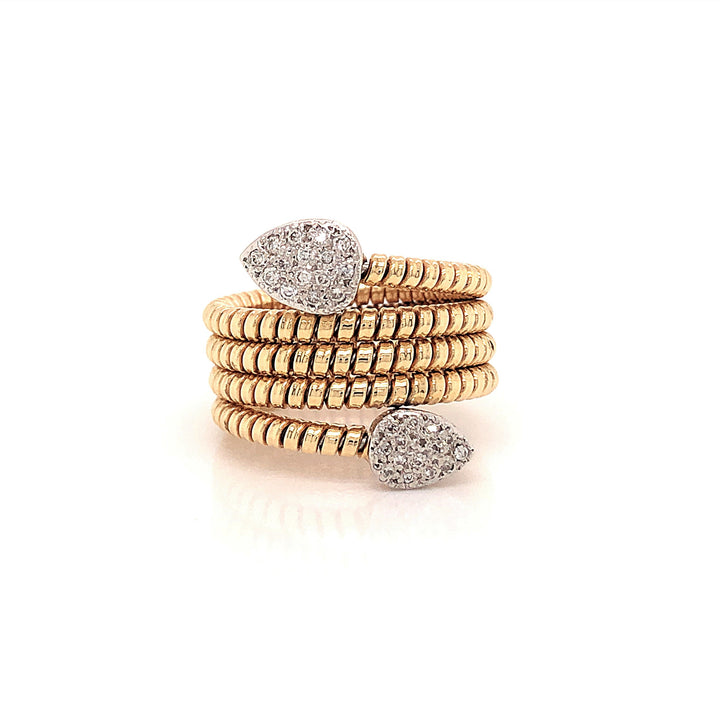 Coiled Gold Double Spade Diamond Ring