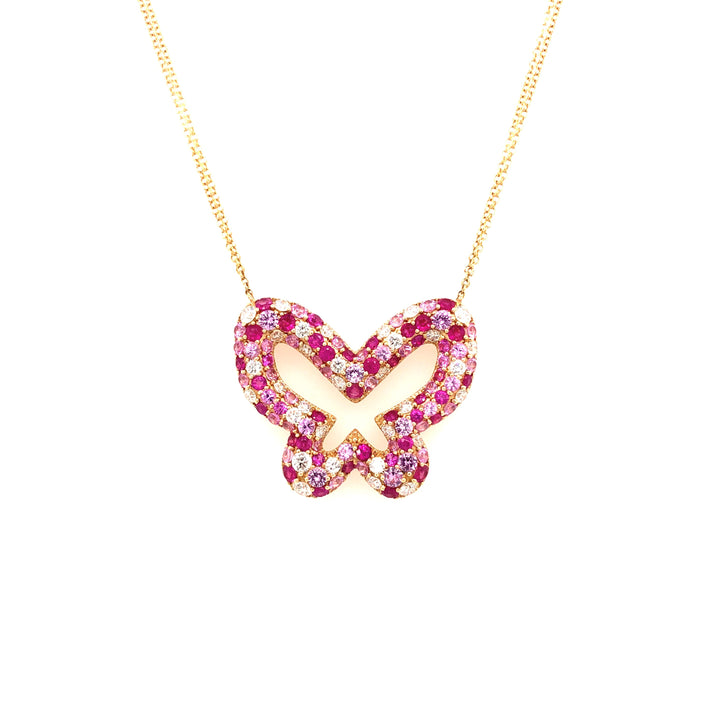 Ruby and Pink Sapphire Butterfly Pendant