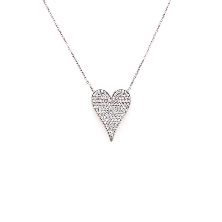 White Gold Diamond-Encrusted Heart Pendant