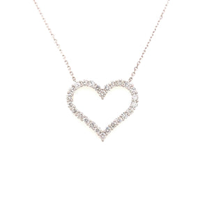 White Gold Open Heart Diamond Pendant