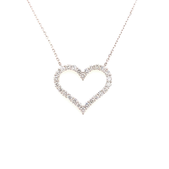 White Gold Open Heart Diamond Pendant