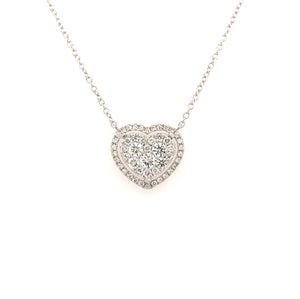 White Gold Diamond Halo Heart Pendant