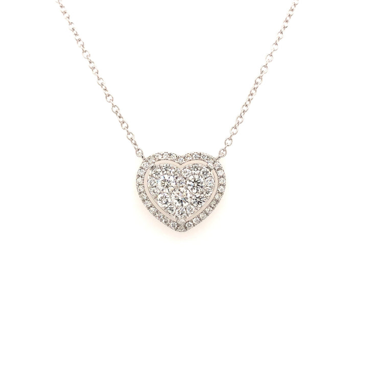 White Gold Diamond Halo Heart Pendant