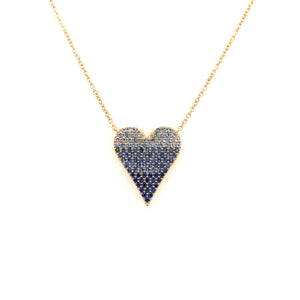 Blue Ombré Sapphire Heart Pendant