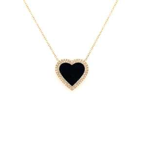 Diamond Framed Onyx Heart Pendant