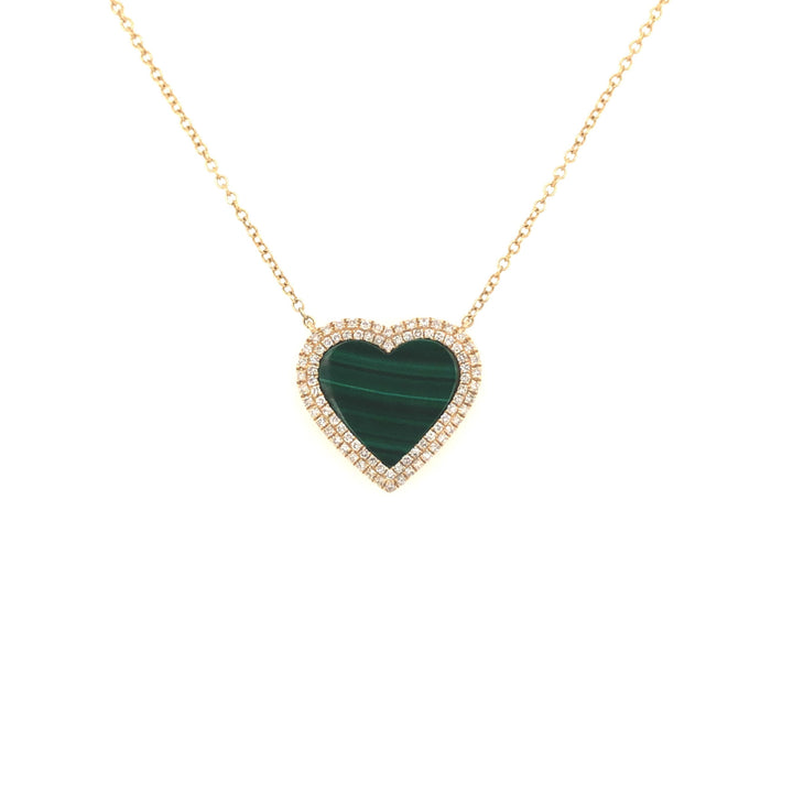 Diamond Framed Malachite Heart Pendant