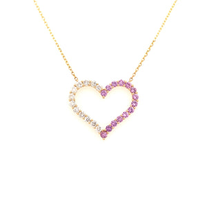 Diamond and Pink Sapphire Heart Pendant