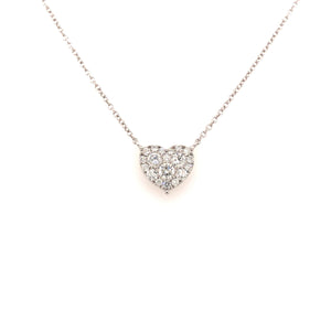 Three-Prong White Gold Diamond Heart Pendant