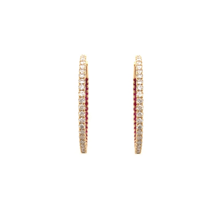 Diamond and Ruby Round Hoops