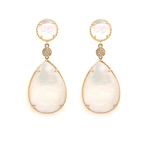 Diamond and Mother of Pearl Drop Earrings