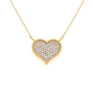 Small Yellow Gold Diamond Pavé Heart Pendant