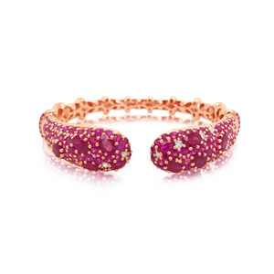 Ruby and Pink Sapphire Open Front Bangle