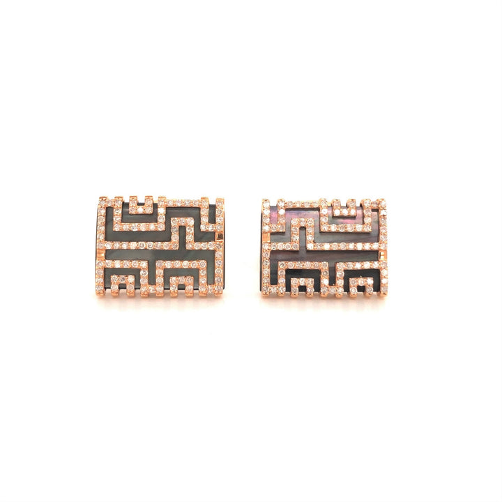 Diamond and Black Mother of Pearl Maze Cufflinks