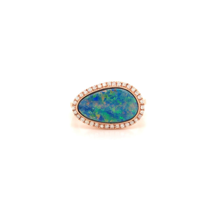 Rose Gold Diamond-Framed Opal Ring