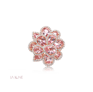 Pink Morganite Pear Flower Ring - LaLune
