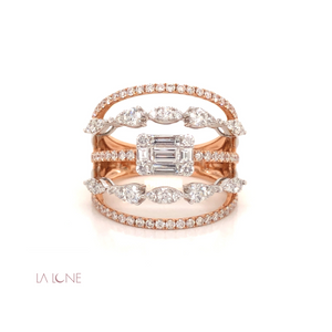 Two-Tone Five Row Diamond Ring - LaLune