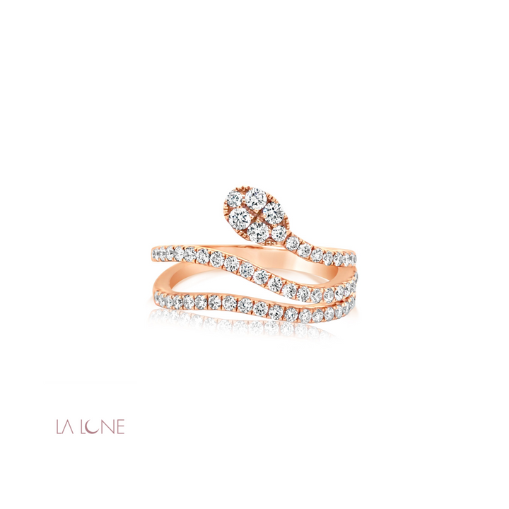Rose Gold Diamond Ripple Ring - LaLune