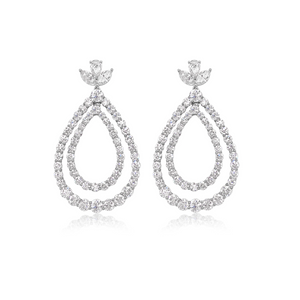 Double Pear Shape Hanging Diamond Earrings