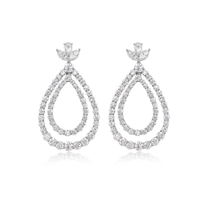 Double Pear Shape Hanging Diamond Earrings