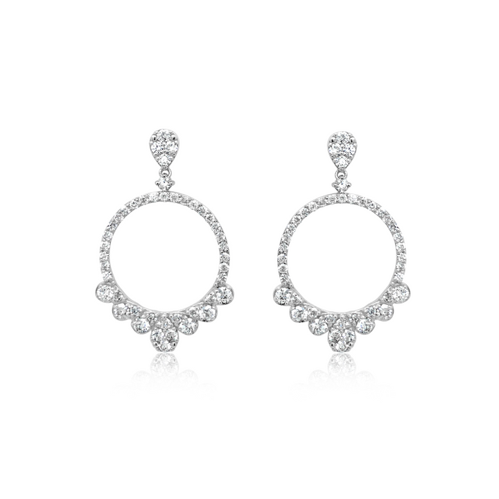 White Gold Diamond Earrings With Multi Pear-Shape Illusion
