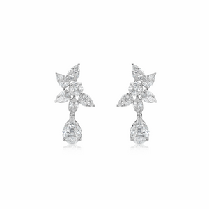 Diamond Illusion Earrings With 2.00CT Equivalent Each Removable Hanging Pear Shape Illusion
