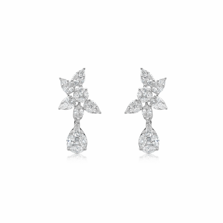 Diamond Illusion Earrings With 2.00CT Equivalent Each Removable Hanging Pear Shape Illusion