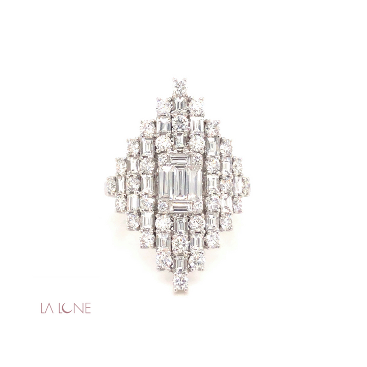 White Gold Diamond Pyramid Ring - LaLune