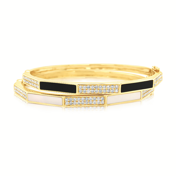 Diamond and Mother of Pearl Octagonal Bangle – Amor Fine Jewelry