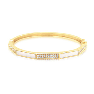 Diamond and Mother of Pearl Octagonal Bangle