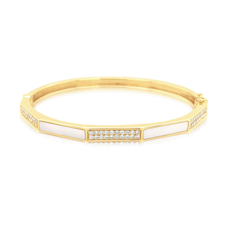 Diamond and Mother of Pearl Octagonal Bangle