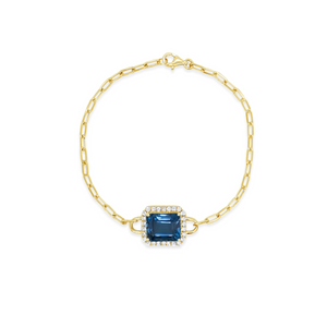 Diamond and Blue Topaz Paperclip Bracelet - Doves by Doron Paloma