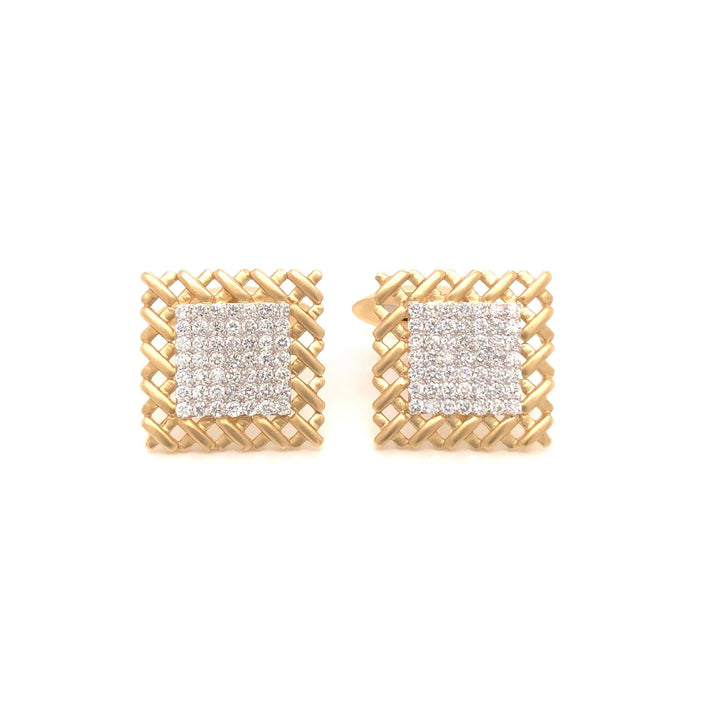 Diamond Pavé Gold Weave Cufflinks