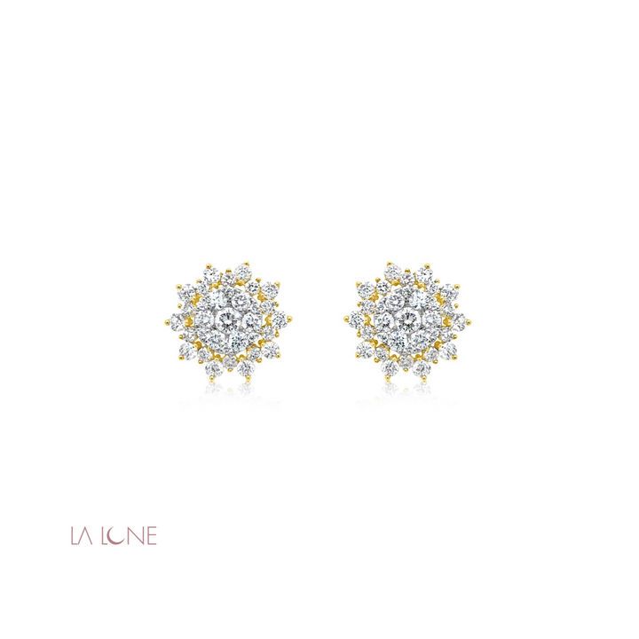 Two-Tone Diamond Halo Studs - LaLune