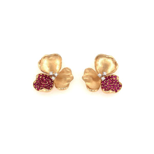 Ruby Flower Petal Stud Earrings