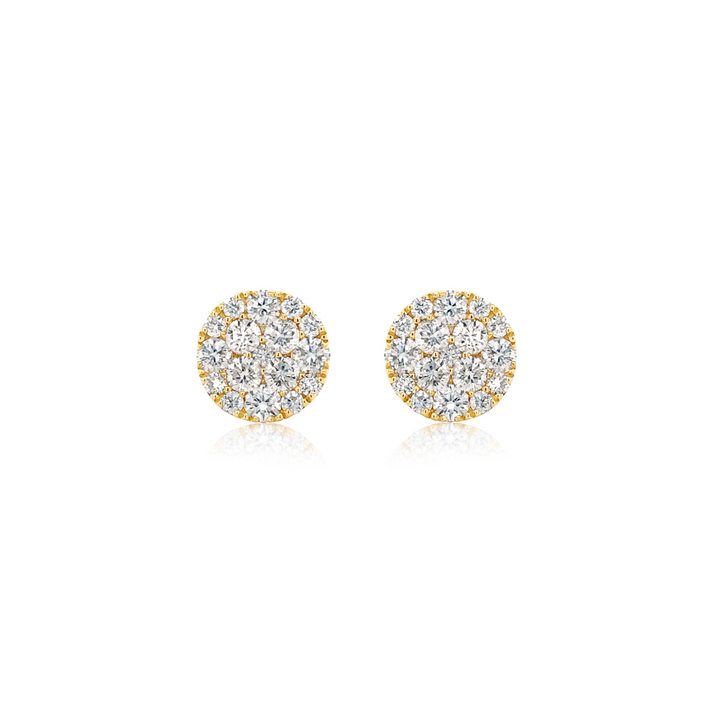 Yellow Gold Diamond Cluster Button Studs