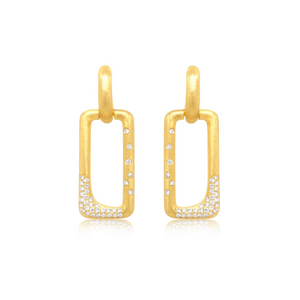 Diamond Confetti Rectangle Doorknocker Earrings