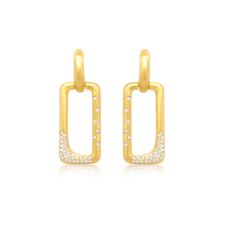 Diamond Confetti Rectangle Doorknocker Earrings