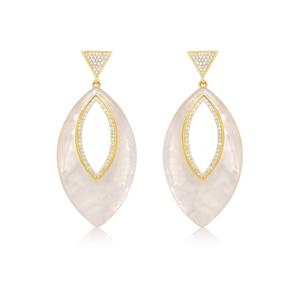 Diamond and Mother of Pearl Spade Statement Earrings