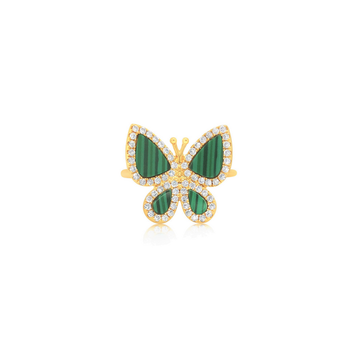 Diamond and Malachite Butterfly Ring