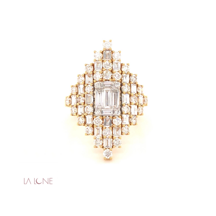 Yellow Gold Diamond Pyramid Ring - LaLune